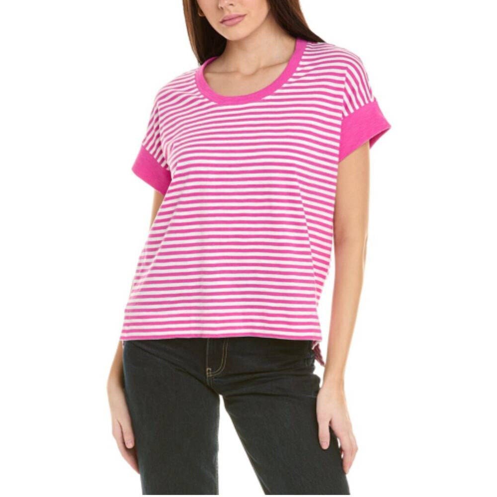 Cabi Backyard Tee Shirt Women's Small Pink Stripe #6212 Great Condition